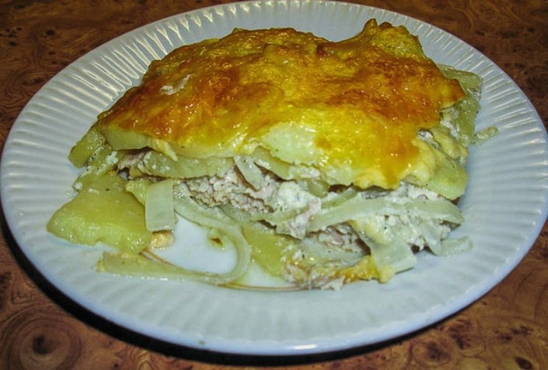 Kartoffelauflauf mit Hähnchenhackfleisch