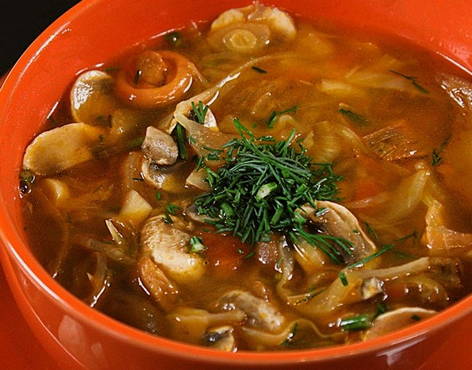 Solyanka con funghi e cavolo