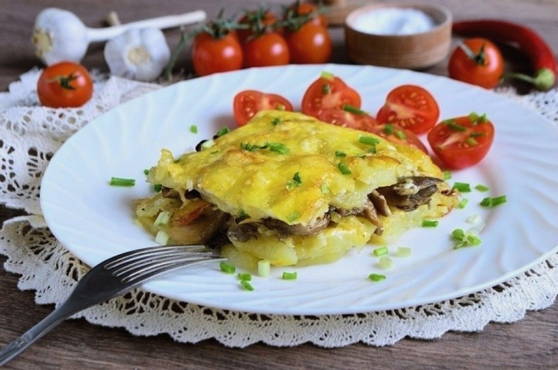 Kartoffelauflauf mit Champignons