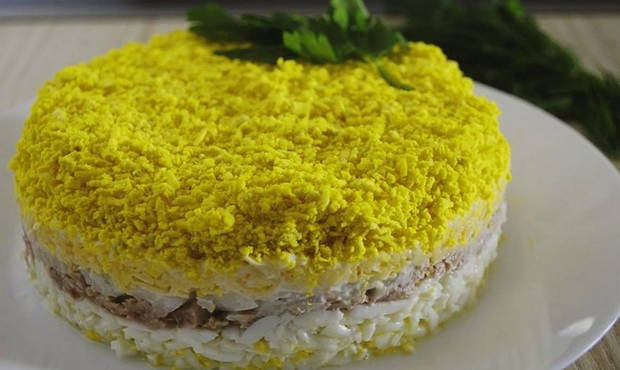 Salat mit Thunfisch, Ei und Käse