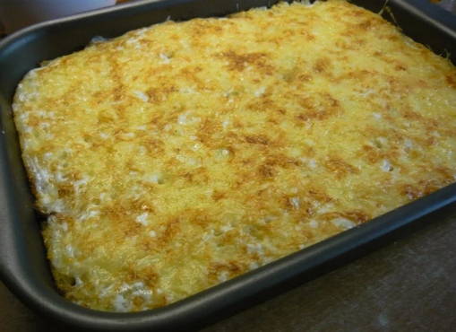 Kartoffelauflauf mit Eintopf