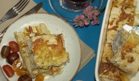 Lavash-Umschläge mit Tilapia gebacken