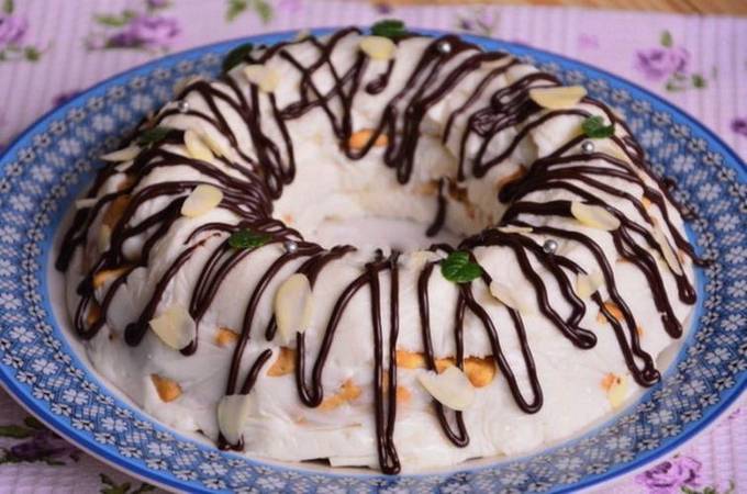 Crackercake met zure room en gelatine zonder bakken