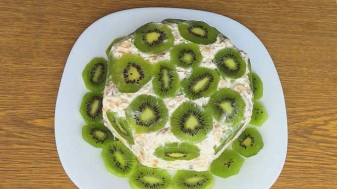 Koekjescake Vis met zure room en banaan zonder bakken