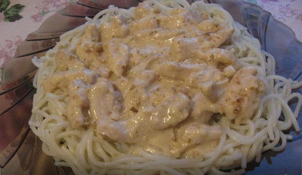 Carbonara med kylling og creme fraiche