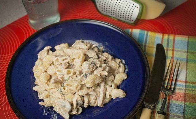 Carbonara z kurczakiem i grzybami