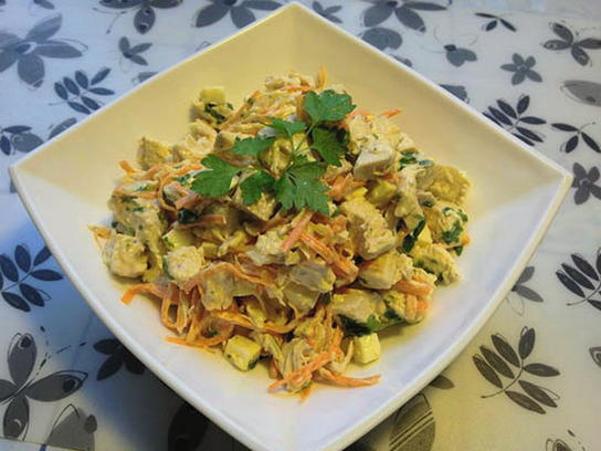Klasična salata Obzhorka s korejskom mrkvom