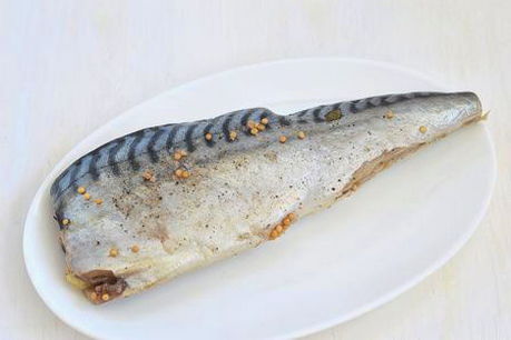 Gesalzene Makrele mit Knoblauch im Gefrierschrank