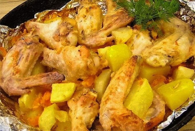 Alette di pollo croccanti con patate