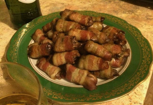 Kyllingelever i bacon i ovnen
